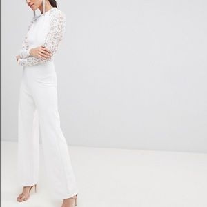 john zack petite lace sleeve jumpsuit
